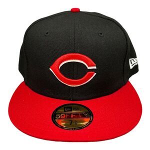 New Era Cincinnati Reds‎ 59Fifty Fitted Black/Red Hat Men's 7 5/8